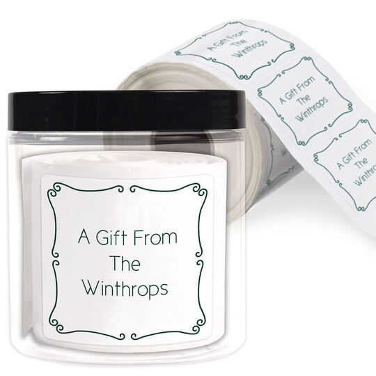 Scroll Frame Square Gift Stickers in a Jar